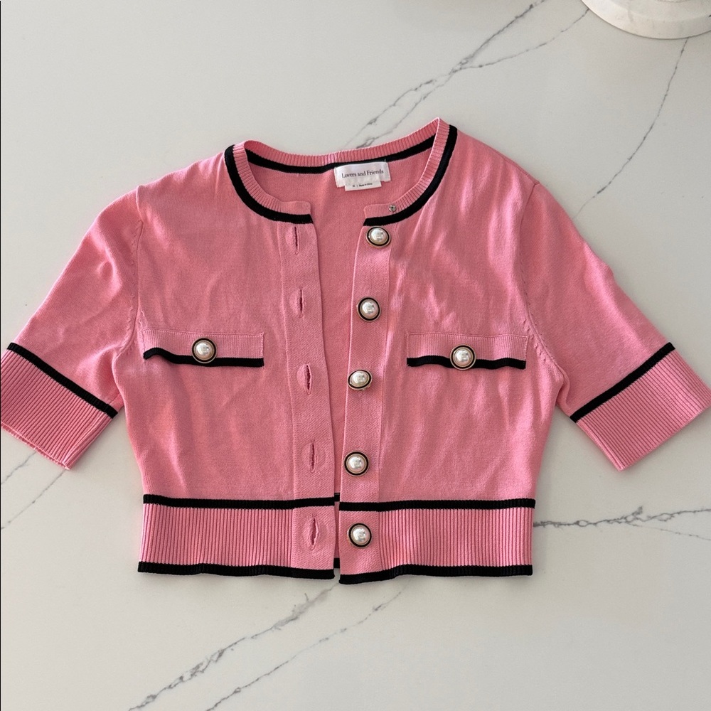 Lovers + Friends Pink Cropped Blouse
